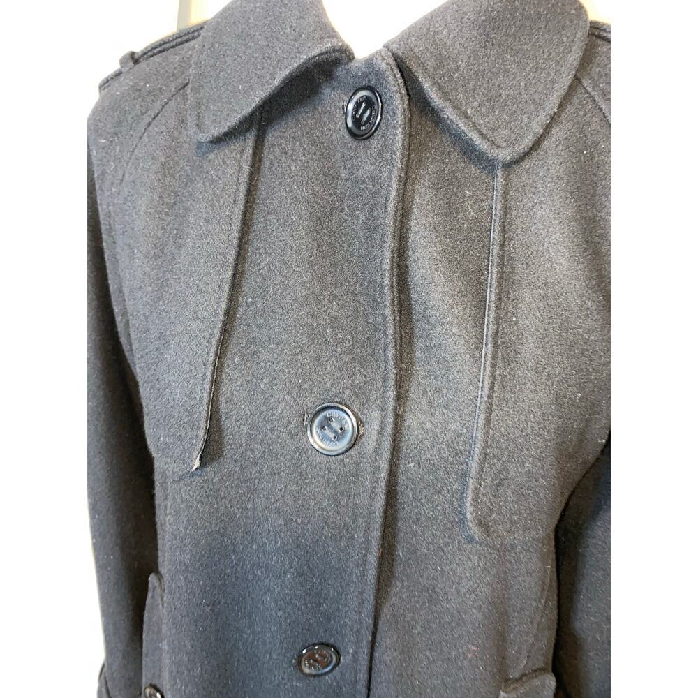 Calvin Klein GUC size 2 Black Double Breasted Wool Blend Button Down Trench Coat - Picture 4 of 12